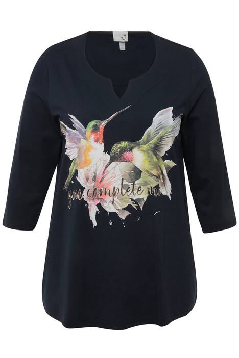 Tričko, kolibřík, A střih, tunikový výstřih, 3/4 rukávy