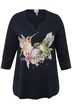 Tričko, kolibřík, A střih, tunikový výstřih, 3/4 rukávy