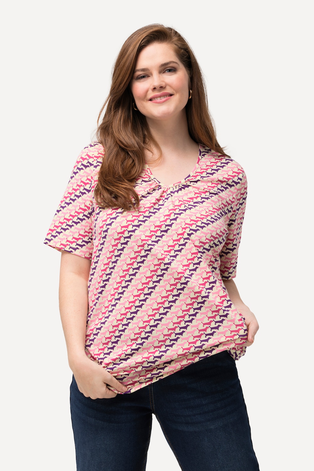 Große Größen T-Shirt, Damen, rosa, Größe: 46/48, Baumwolle, Ulla Popken