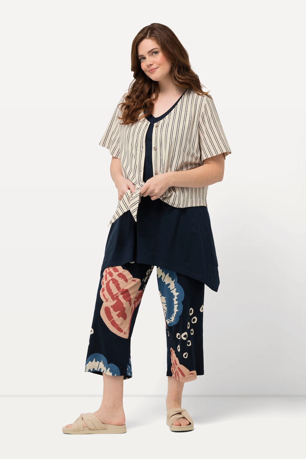 Grote Maten Jersey culotte, Dames, blauw, Maat: 50/52, Katoen, Ulla Popken