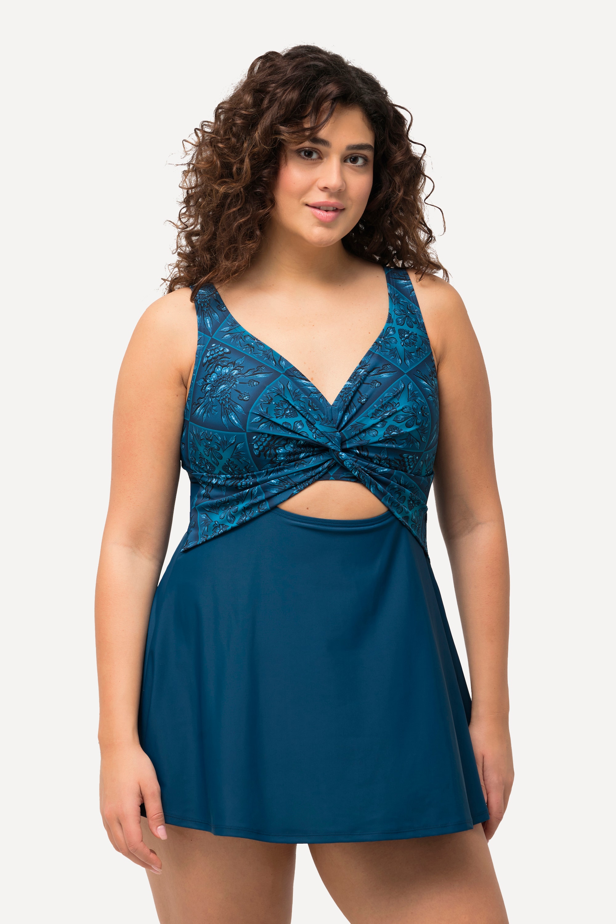 Ulla Popken Damen große Größen Badekleid Mosaikmuster Softcups 826392