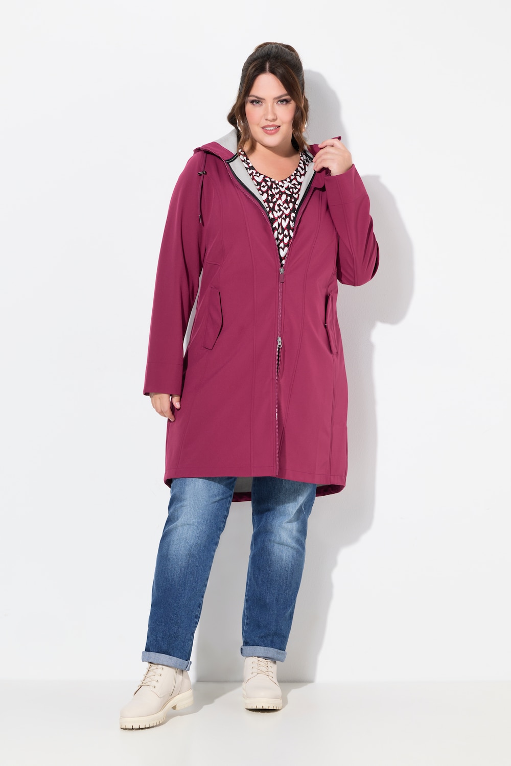 Große Größen HYPRAR Softshell-Longjacke, Damen, rot, Größe: 62/64, Polyester, Ulla Popken