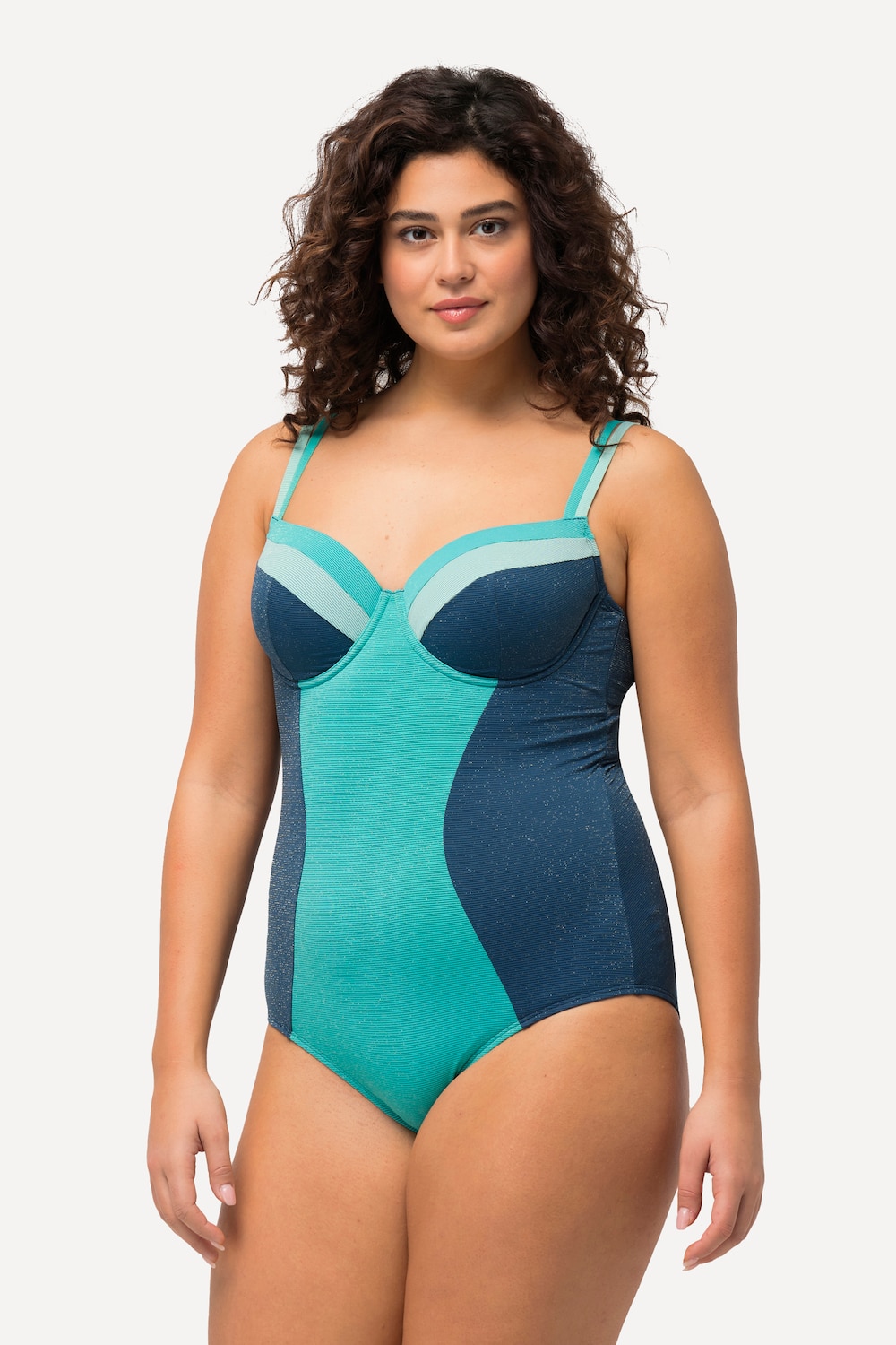 Thumbnail - Große Größen Badeanzug, Damen, türkis, Größe: 48, Synthetische Fasern/Elasthan, Ulla Popken