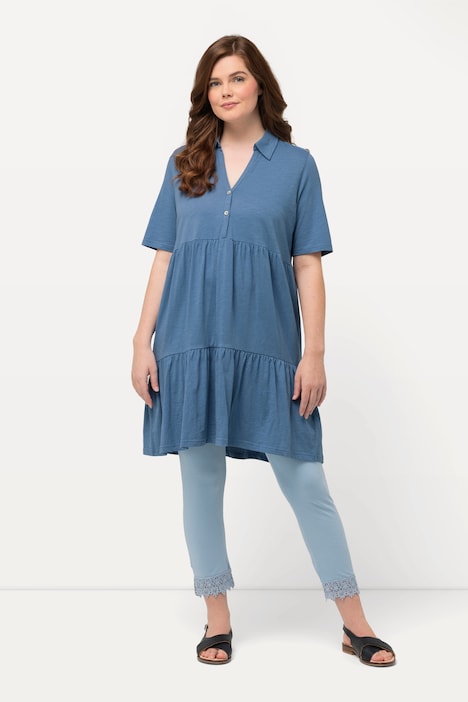 Eco Cotton Tiered Short Sleeve Polo Dress