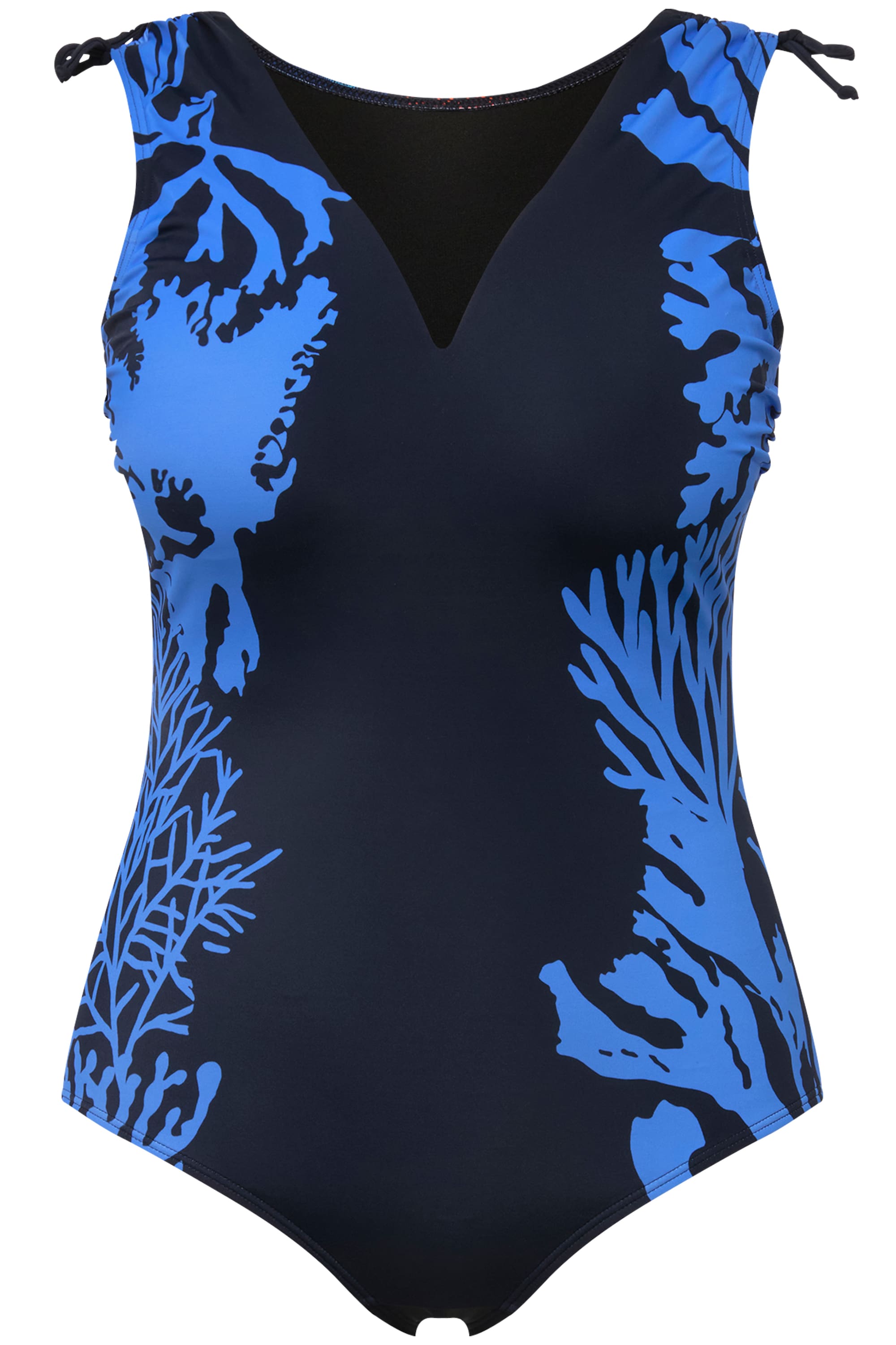 Ulla Popken Damen große Größen Badeanzug Korallenmuster Spange Softcups 826407