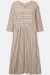 Midiklänning i ekologisk bomull med ränder, A-linjemodell med v-ringning och trekvartsärm