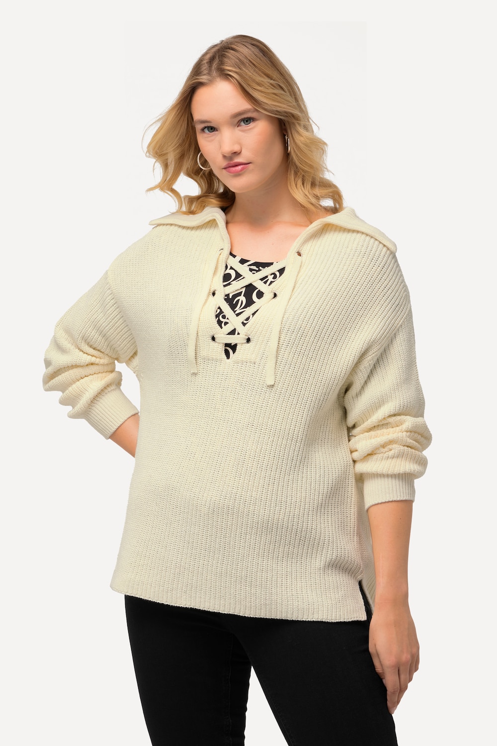 Große Größen Pullover, Damen, gelb, Größe: 42/44, Baumwolle/Synthetische Fasern, Ulla Popken