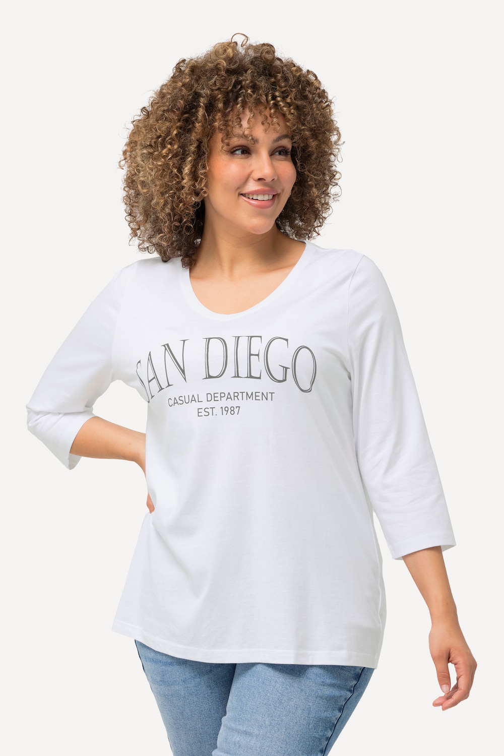 Große Größen Shirt, Damen, weiß, Größe: 46/48, Baumwolle, Ulla Popken