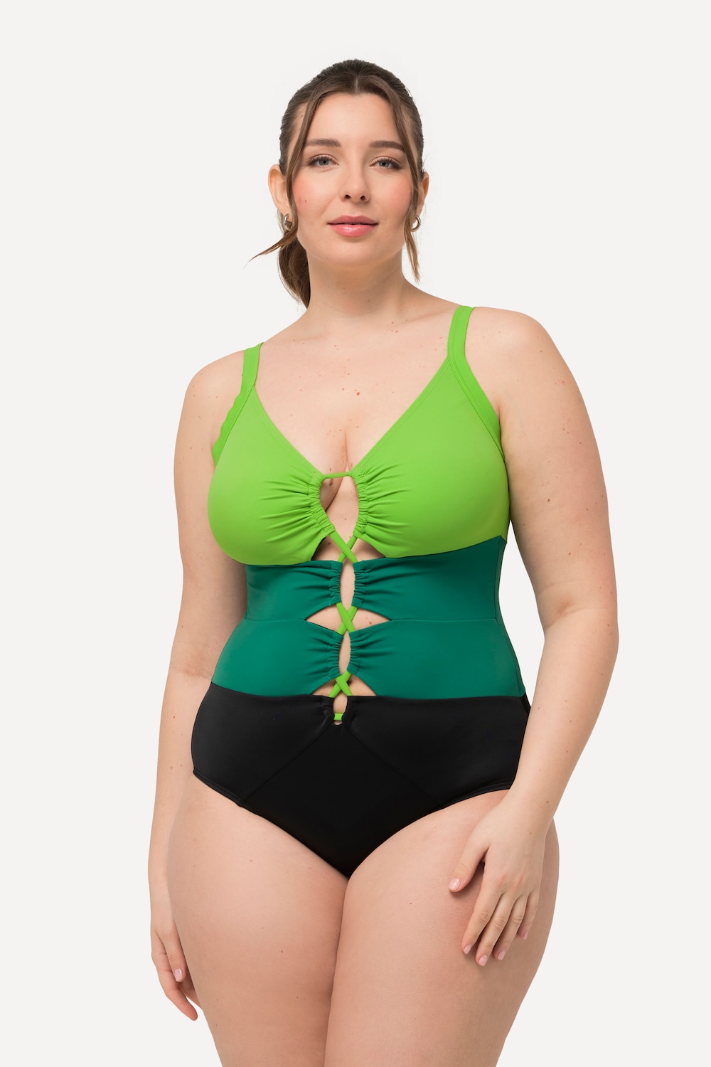 Thumbnail - Große Größen Badeanzug, Damen, schwarz, Größe: 52, Synthetische Fasern/Elasthan, Ulla Popken