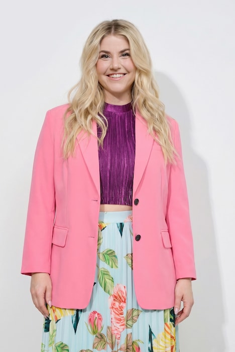 Blazer oversized avec col à revers, fermeture boutonnée