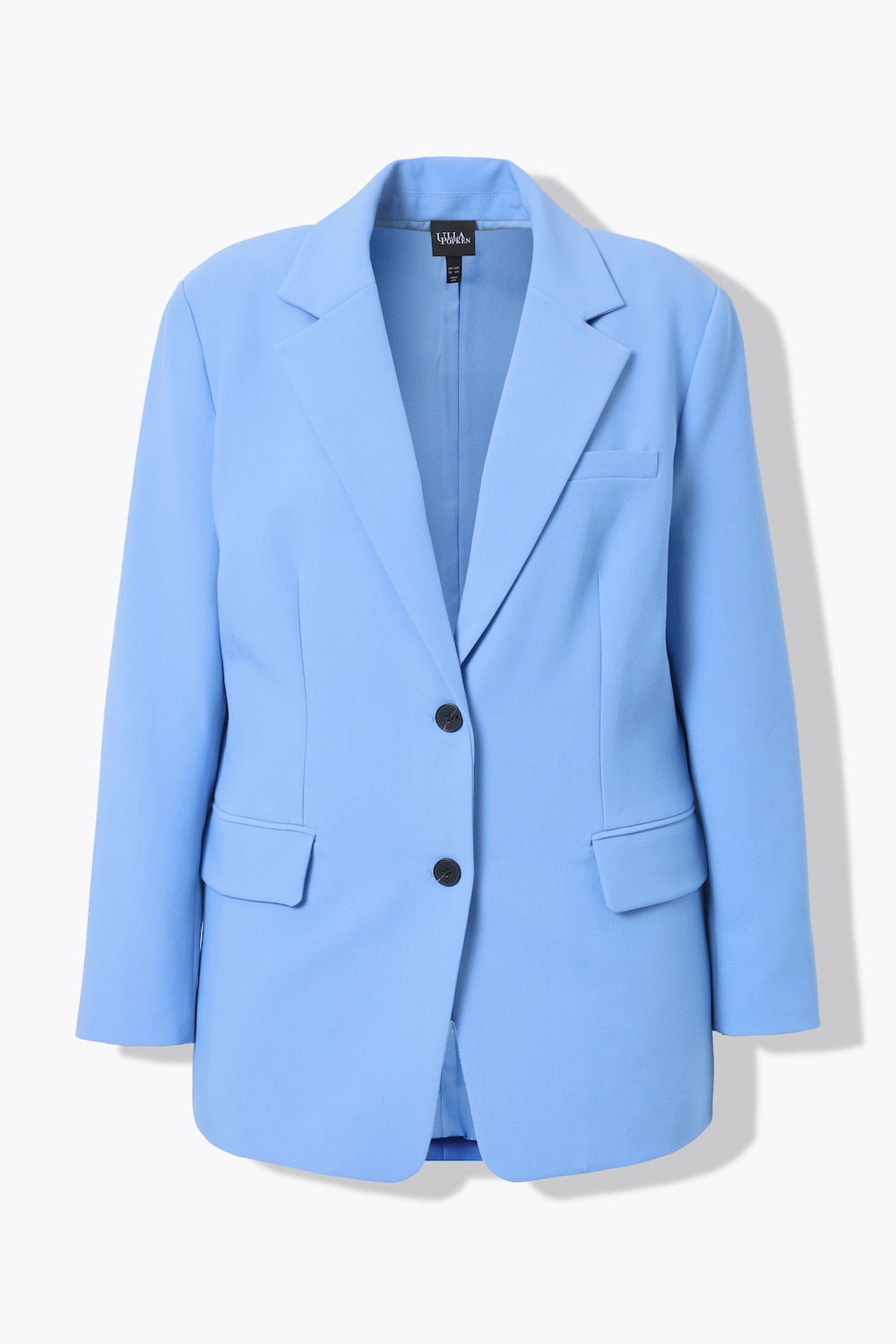 Stora storlekar Kavaj i oversize-modell med knäppning och krage med slag, Dam, blå, storlek: 58/60, Polyester/Viskos, Ulla Popken