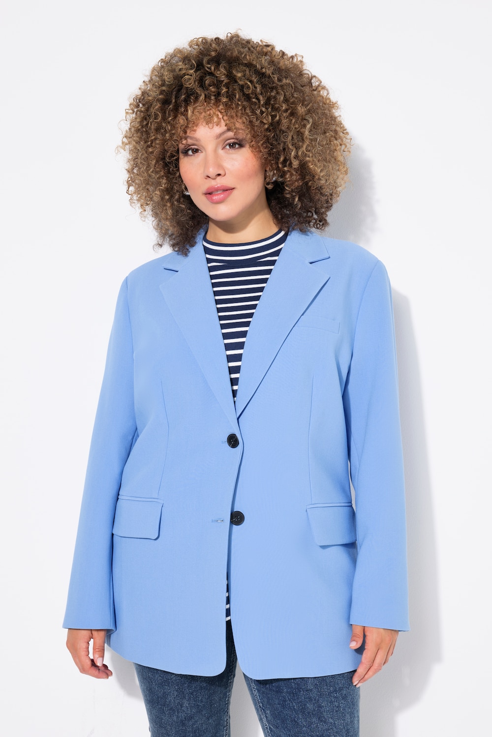Große Größen Blazer, Damen, blau, Größe: 46/48, Polyester/Viskose, Ulla Popken