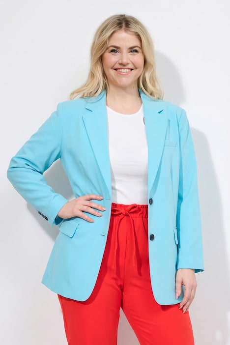 Blazer oversized avec col à revers, fermeture boutonnée