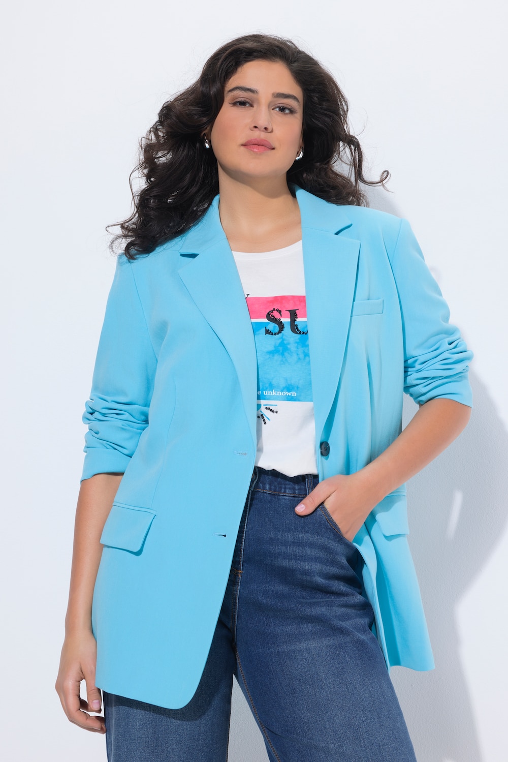 Blazer, oversized, Reverskragen, Knopfverschluss