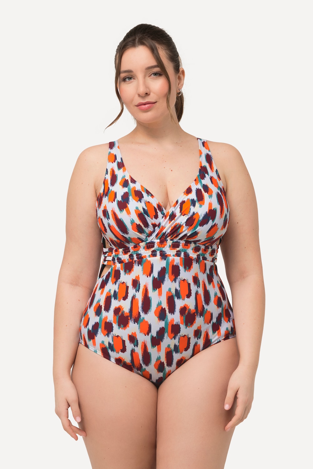 Große Größen Badeanzug, Damen, weiß, Größe: 42, Synthetische Fasern/Elasthan, Ulla Popken