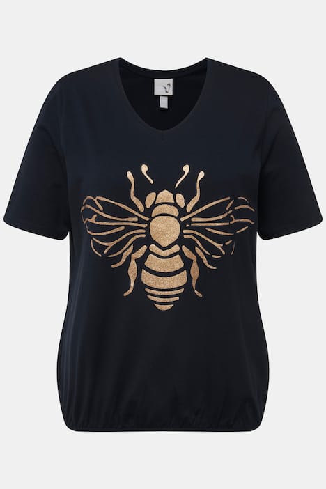 T-Shirt, Biene, V-Ausschnitt, Gummisaum, Halbarm