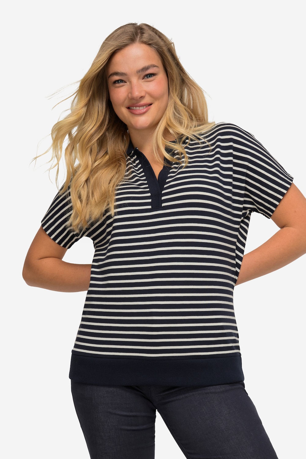 Große Größen Poloshirt, Damen, blau, Größe: 3XL, Baumwolle, LAURASON