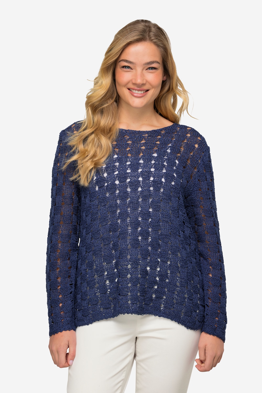 Große Größen Pullover, Damen, blau, Größe: M, Baumwolle/Polyester, LAURASON
