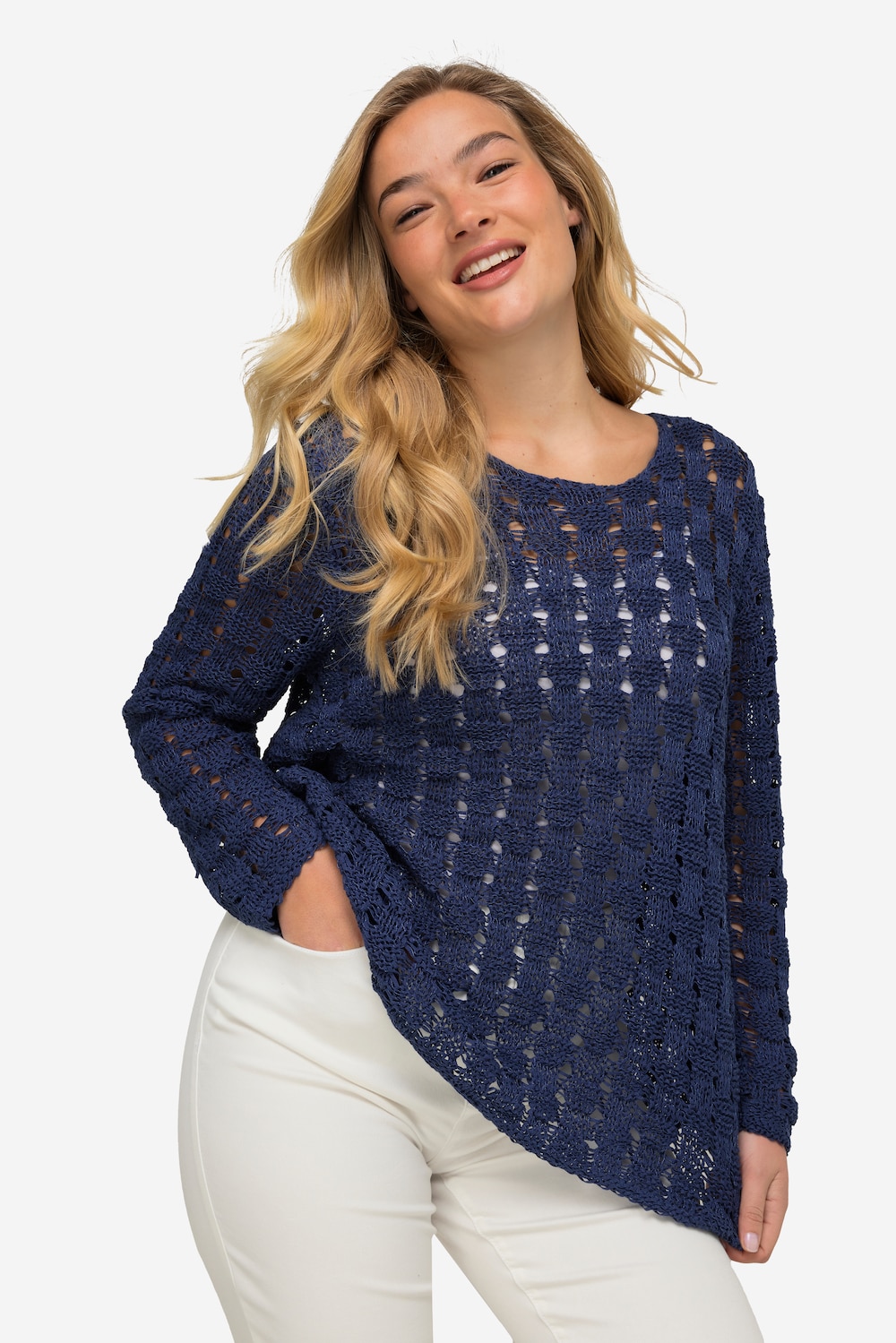 Große Größen Pullover, Damen, blau, Größe: M, Baumwolle/Polyester, LAURASON