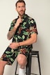 JP 1880 Hemd, Halbarm, Viskose, tropischer Print, Buttondown-Kragen, Modern Fit, bis 8 XL