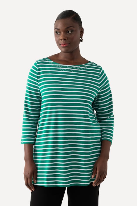 Ringelshirt, Pima Cotton, U-Boot-Ausschnitt, 3/4-Arm