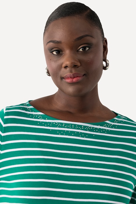 Striped Pima Cotton 3/4 Sleeve Tee | T-Shirts | Knit Tops & Tees