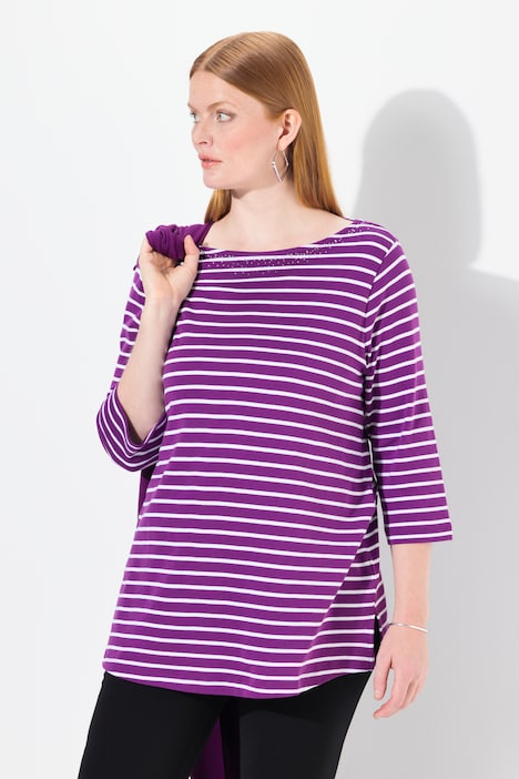 Ringelshirt, Pima Cotton, U-Boot-Ausschnitt, 3/4-Arm