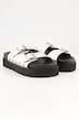 Leren sandalen, echt leer, goudkleurige studs, plateauzool
