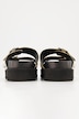 Leren sandalen, echt leer, goudkleurige studs, plateauzool