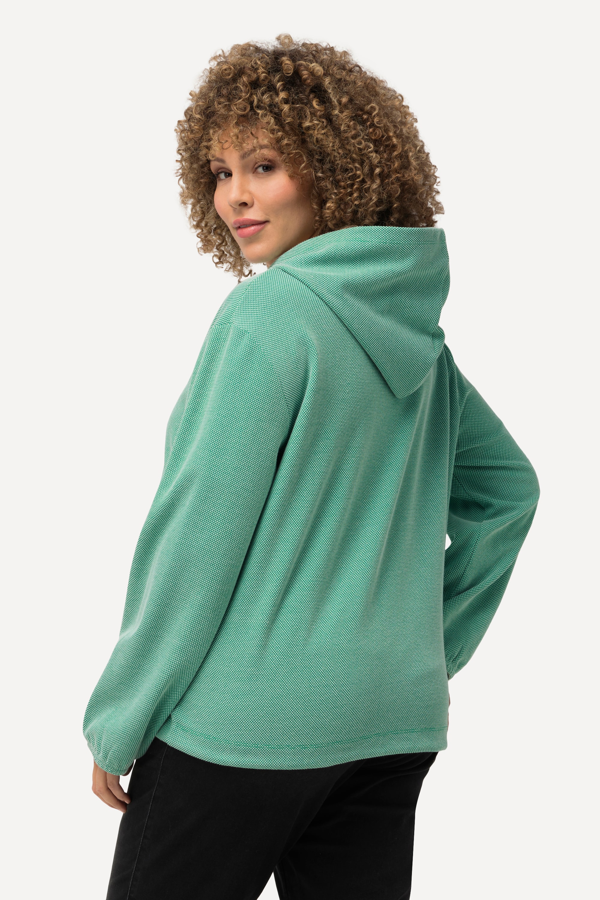 Ulla Popken Damen große Größen Hoodie Jacke Sweat Struktur Tunnelzug