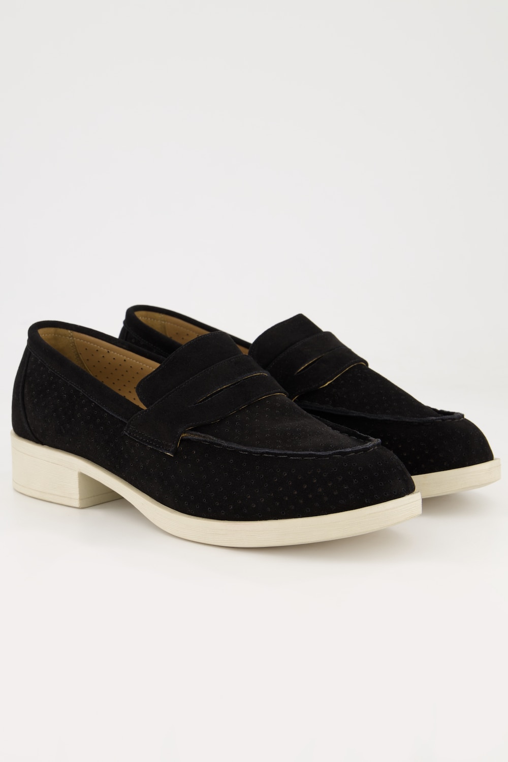 Grote Maten Leren loafers, Dames, zwart, Maat: 38, Leer, Ulla Popken