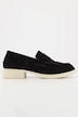 Leder-Loafer, Veloursleder, Textilfutter, Blockabsatz