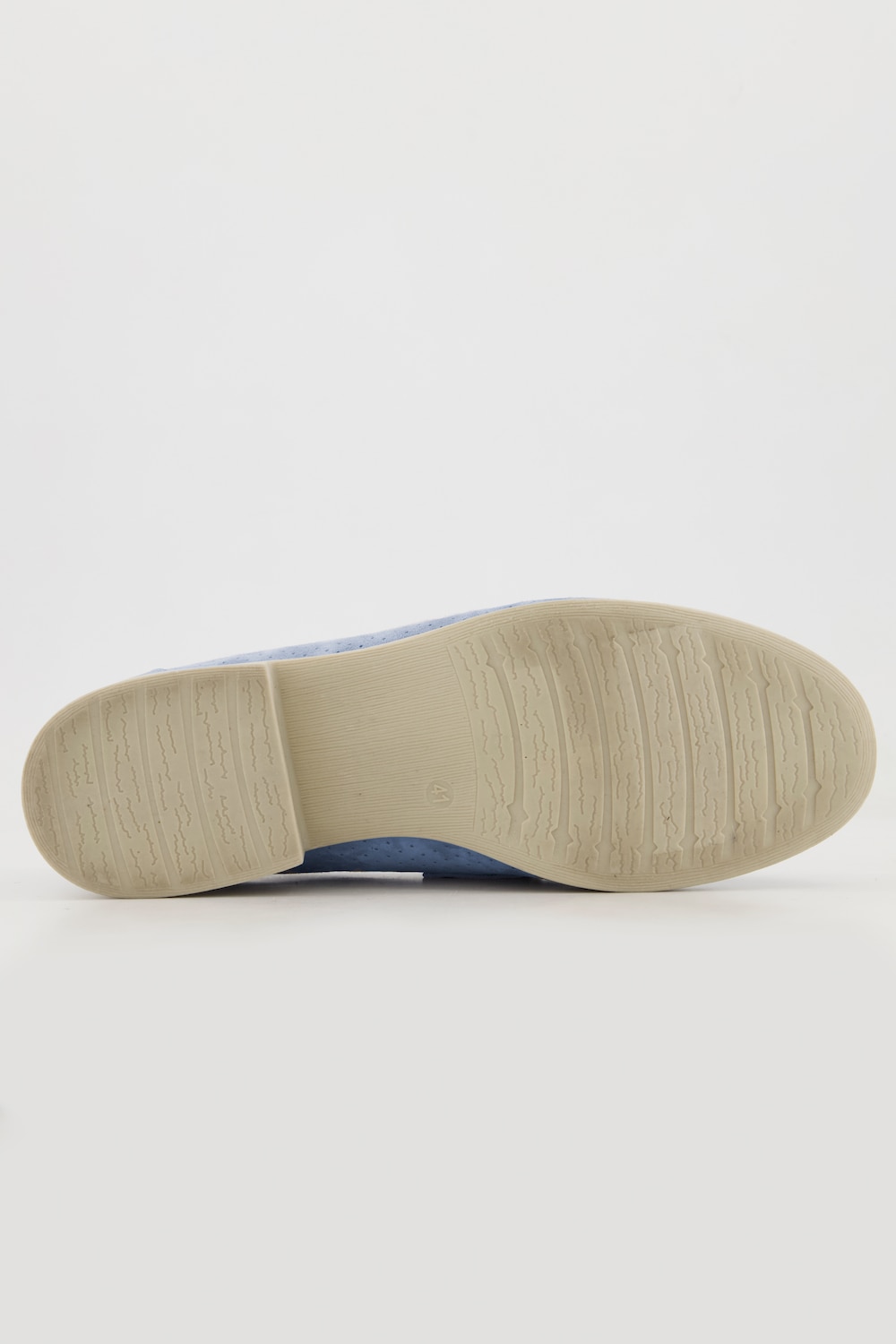 Stora storlekar Skinnloafers i mocka med textilfoder, Dam, blå, storlek: 44, Läder, Ulla Popken