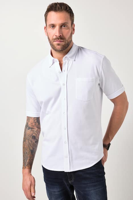 JP 1880 Piqué-Hemd, FLEXNAMIC®, Halbarm, Buttondown-Kragen, Modern Fit, bis 8 XL