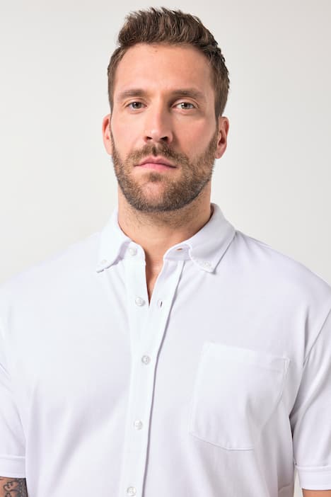 JP 1880 Piqué-Hemd, FLEXNAMIC®, Halbarm, Buttondown-Kragen, Modern Fit, bis 8 XL