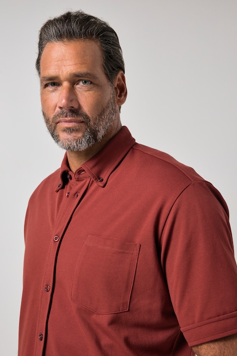 Chemise en maille piquée coupe Modern, avec technologie FLEXNAMIC®, manches courtes et col à pointes boutonnées