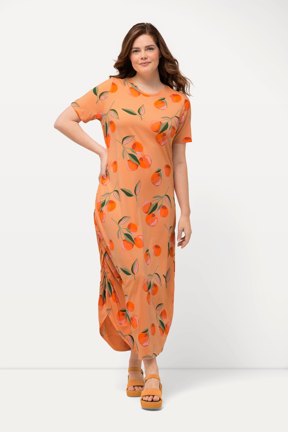 Große Größen Maxikleid, Damen, orange, Größe: 50/52, Baumwolle, Ulla Popken