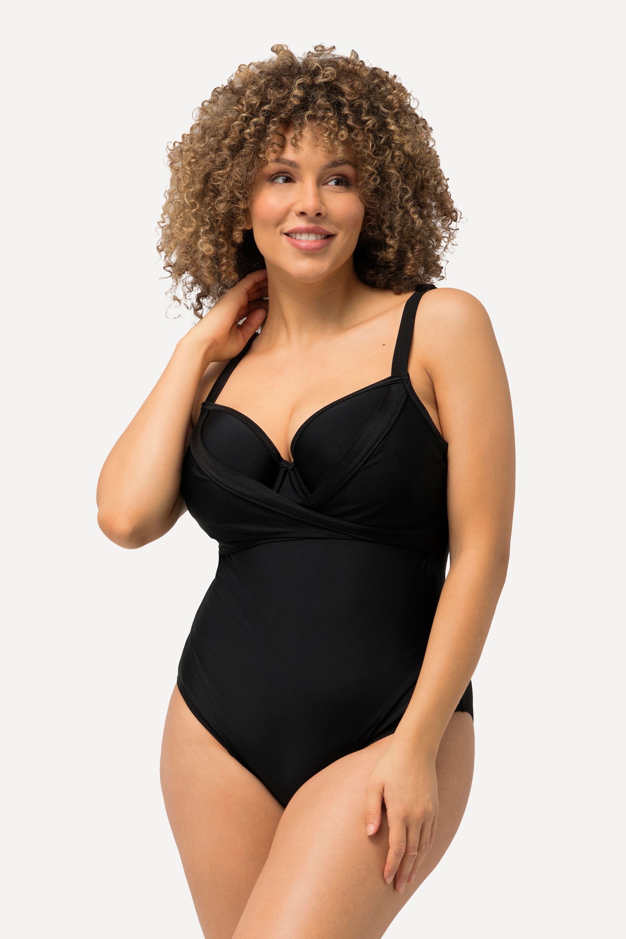 Ulla Popken Damen große Größen Badeanzug drapiert Softcups Bügel 826609