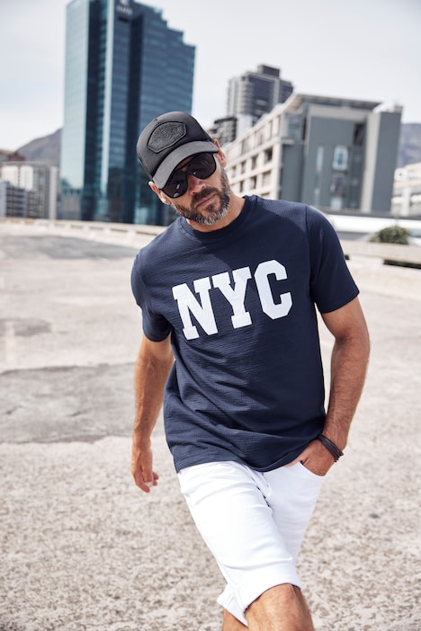 JP 1880 T-Shirt, Halbarm, Indigo-Färbung, NYC Applikation, Rundhals, bis 8 XL