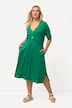 Jersey-Midikleid, A-Linie, V-Ausschnitt, Halbarm