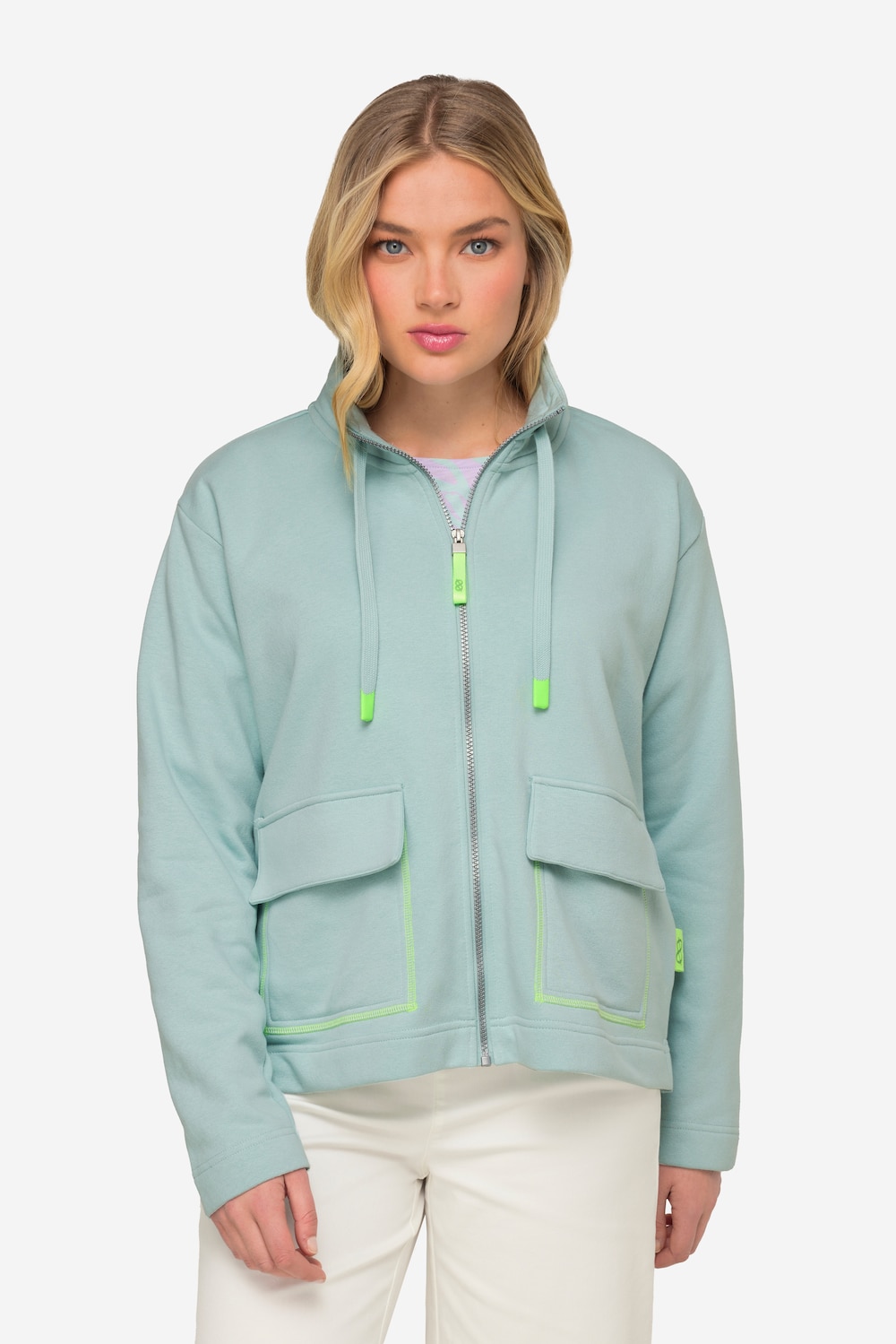 Große Größen Sweatjacke, Damen, türkis, Größe: L, Baumwolle/Polyester, LAURASON