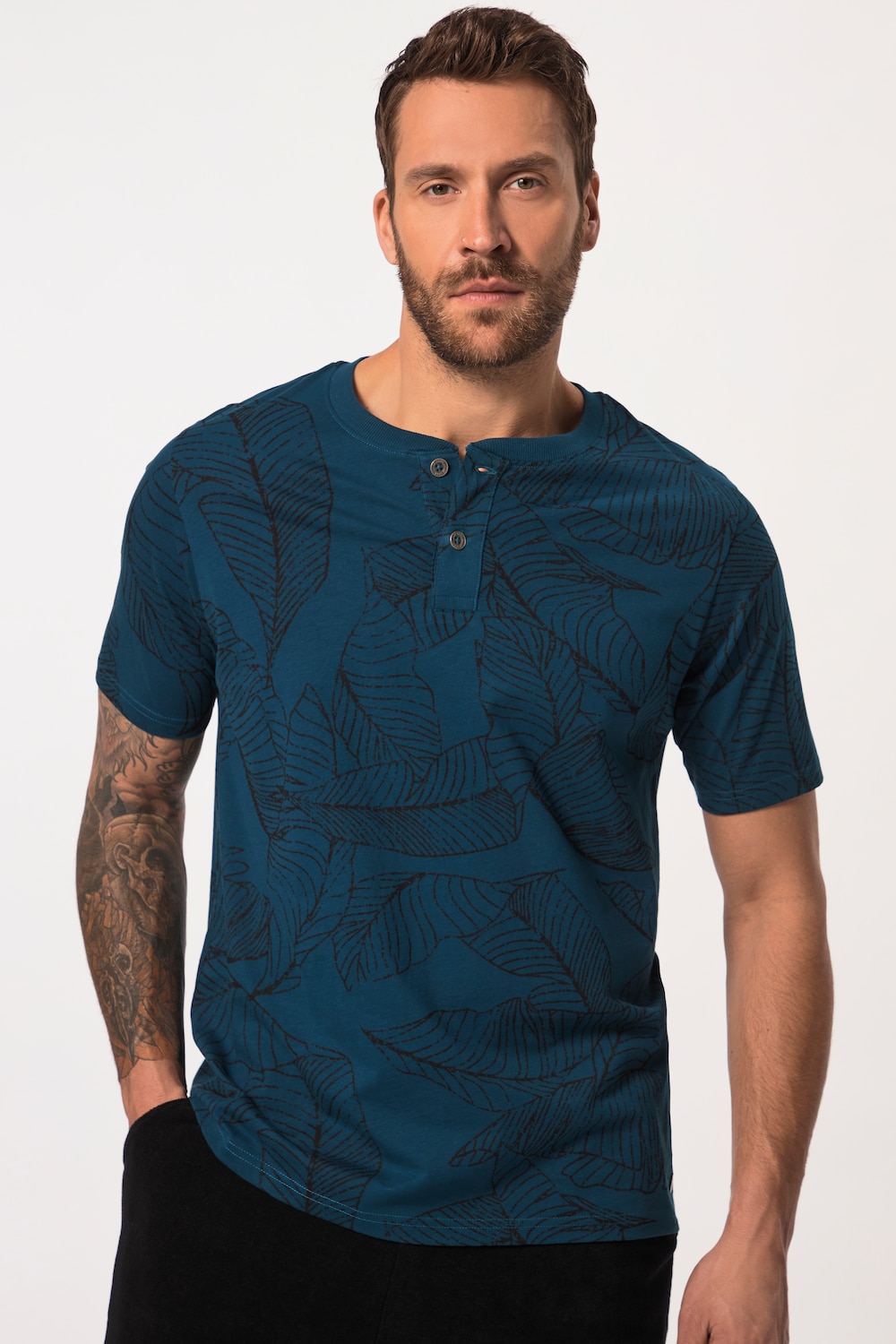 Große Größen JP1880 Henley, Herren, blau, Größe: 7XL, Baumwolle, JP1880