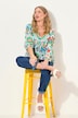 Bluse, Blüten, A-Linie, V-Ausschnitt, 3/4-Arm