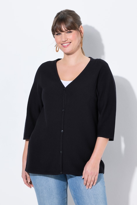 Eco Cotton 3/4 Sleeve V-Neck Cardigan