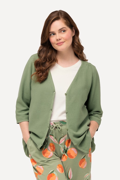 Women Plus Size Casual Letter Print Button Design Sweatshirt Jacket Sweatshirt with Pocket