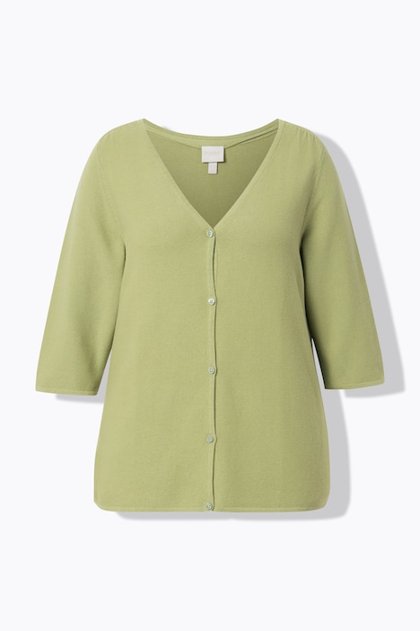 Eco Cotton 3/4 Sleeve V-Neck Cardigan