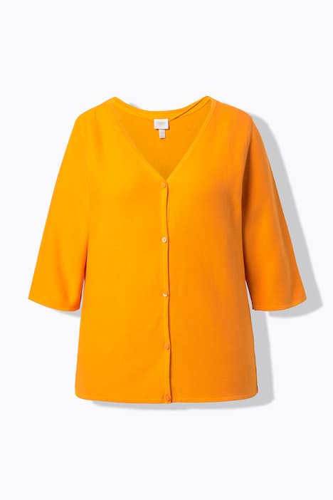 Strickjacke, V-Ausschnitt, 3/4-Arm, Biobaumwolle