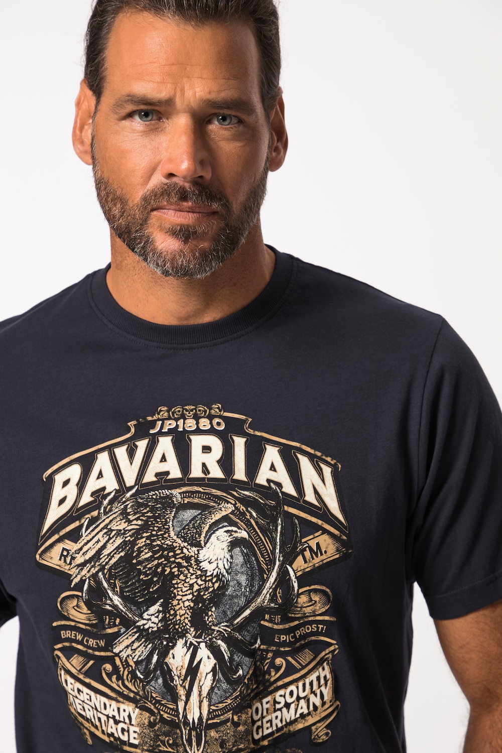 Stora storlekar T-shirt, Her, blå, storlek: L, Bomull, JP1880
