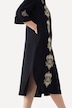 Robe maxi en lin avec fleurs brodées, col tunisien et manches 3/4