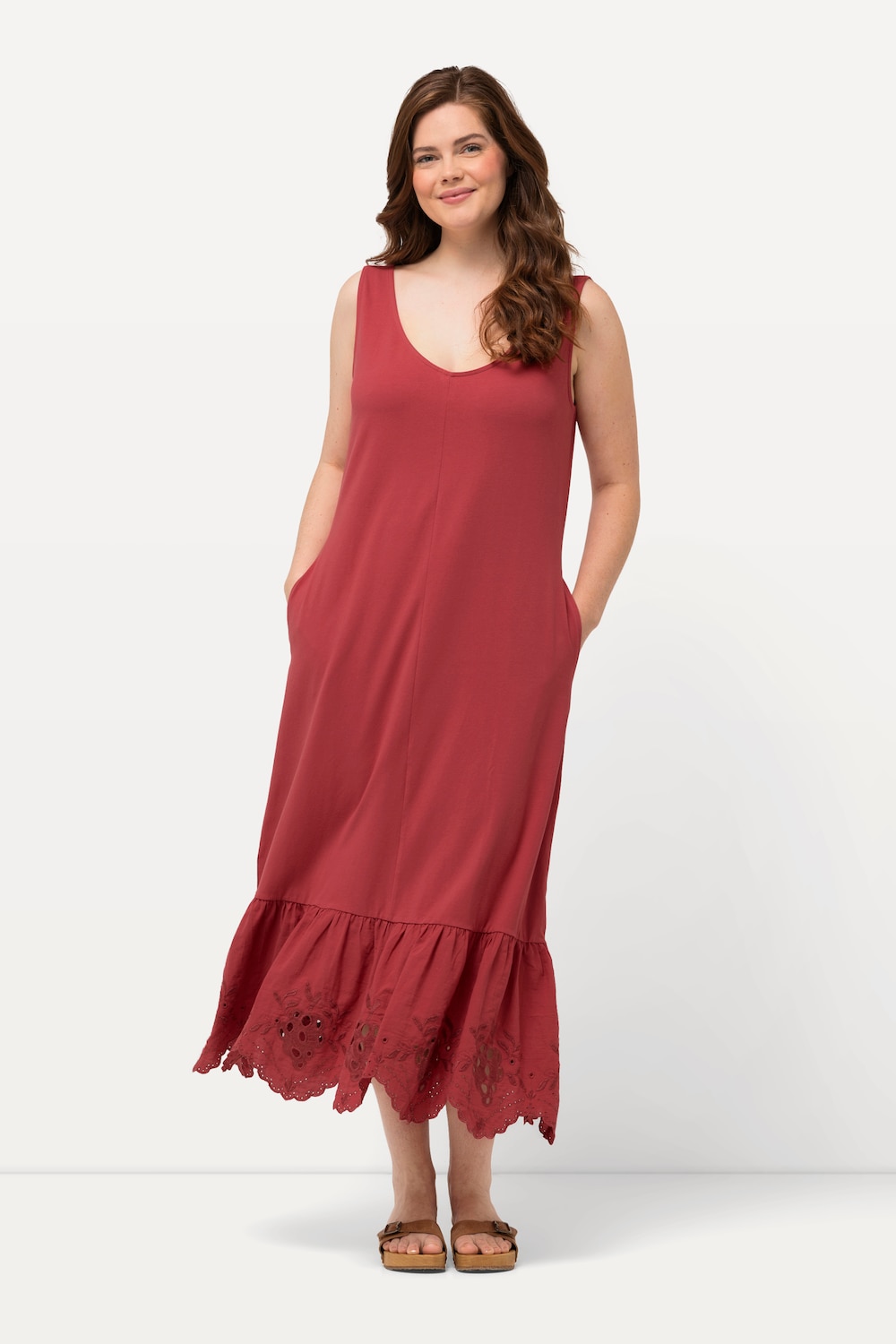 Große Größen Maxikleid, Damen, rot, Größe: 42/44, Baumwolle, Ulla Popken